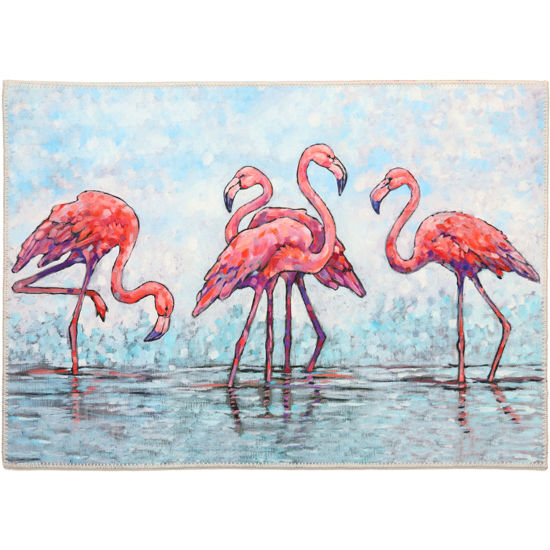 Picture of Tropical Flamingos at Water's Edge Olivia's Home Rug