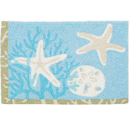 Picture of Coral Fan & Starfish  Jellybean® Machine Washable Accent Rug