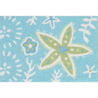 Picture of Marine Green Starfish Machine Washable Jellybean®  Accent Rug