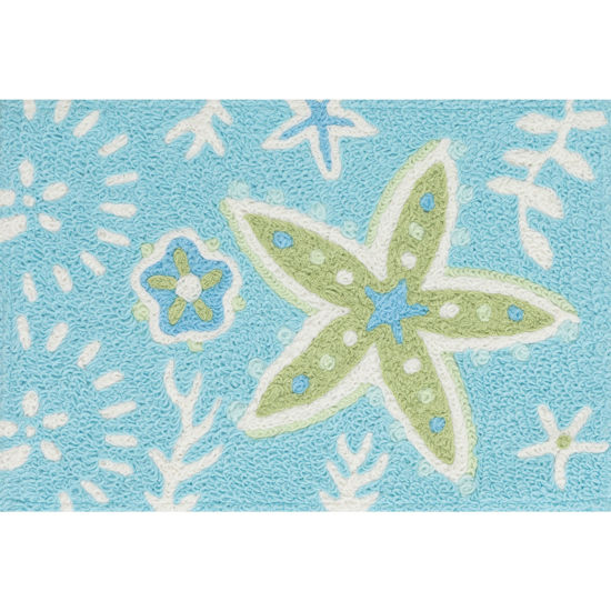 Picture of Marine Green Starfish Machine Washable Jellybean®  Accent Rug