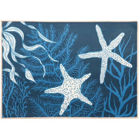 Picture of Starfish on Indigo Machine Washable Olivia's Home™  Accent Rug