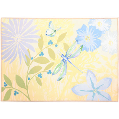 Picture of Dragonfly in Blue Garden Machine Washable Olivia's Home™  Accent Rug