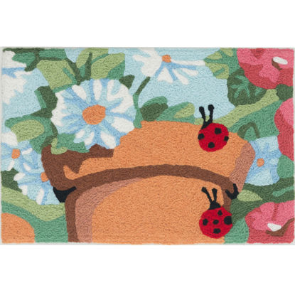 Picture of Ladybugs on Clay Pot Machine Washable Jellybean®  Accent Rug