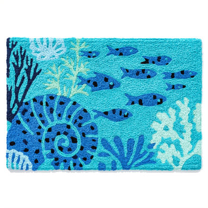 Picture of Aquamarine Fish & Coral Jellybean®  Accent Rug